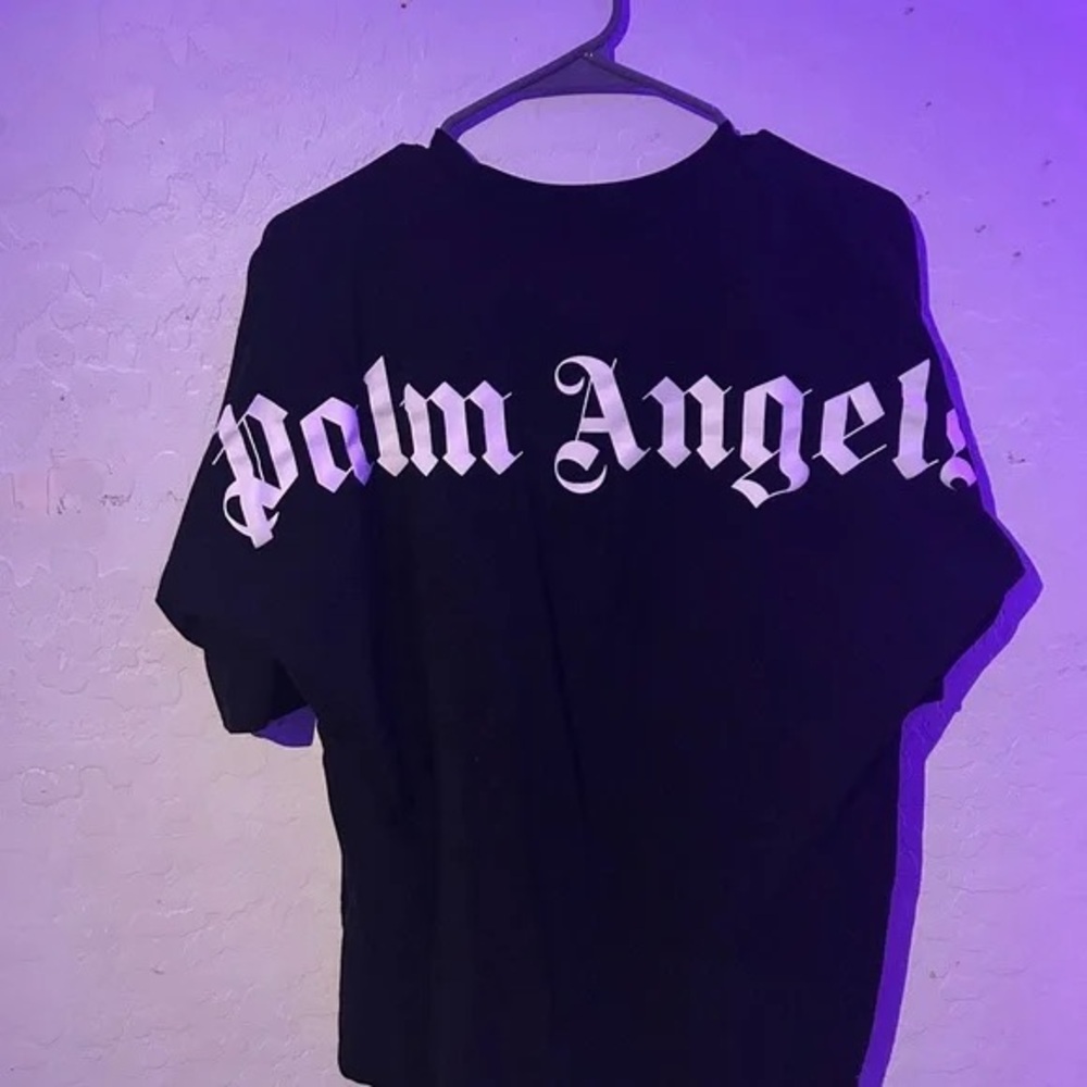 Palm Angels Yellow Graffiti Logo Los Angeles Black T-Shirt Size Medium or Large
